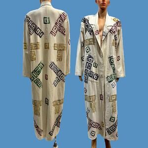 Vintage 90s Wearable Art Coat Hand Painted Artist Jacket